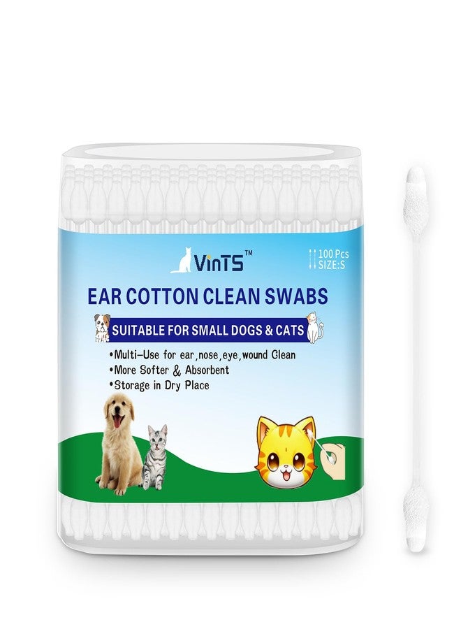 VinTS 100 PCS Cotton Dog Ear Cleaning Swabs, Pet’s Ear Infection Treatment Gourd-Shaped Swabs Prevent Accidental Injuries, Safer Cleaning for Dogs and Cats– Small Size.100% Cotton - Image 1